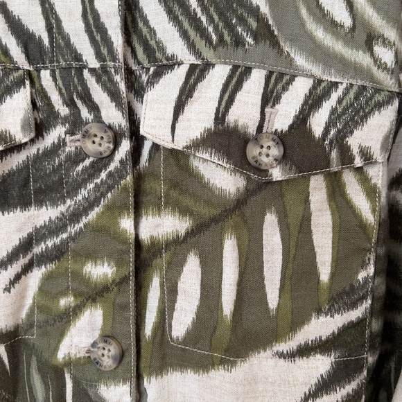 Tommy Bahama Safari Bliss Jacket Green Linen Monstera Palm Leaf Print Size Large - Picture 2 of 12